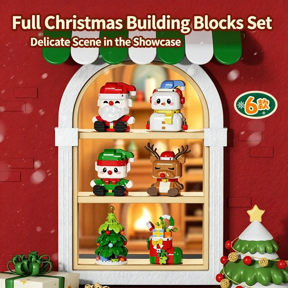 Christmas Figure Model Building Blocks Micro Bricks DIY Assembly Stress Relief Desktop Ornament Gift Decor Collectible Display