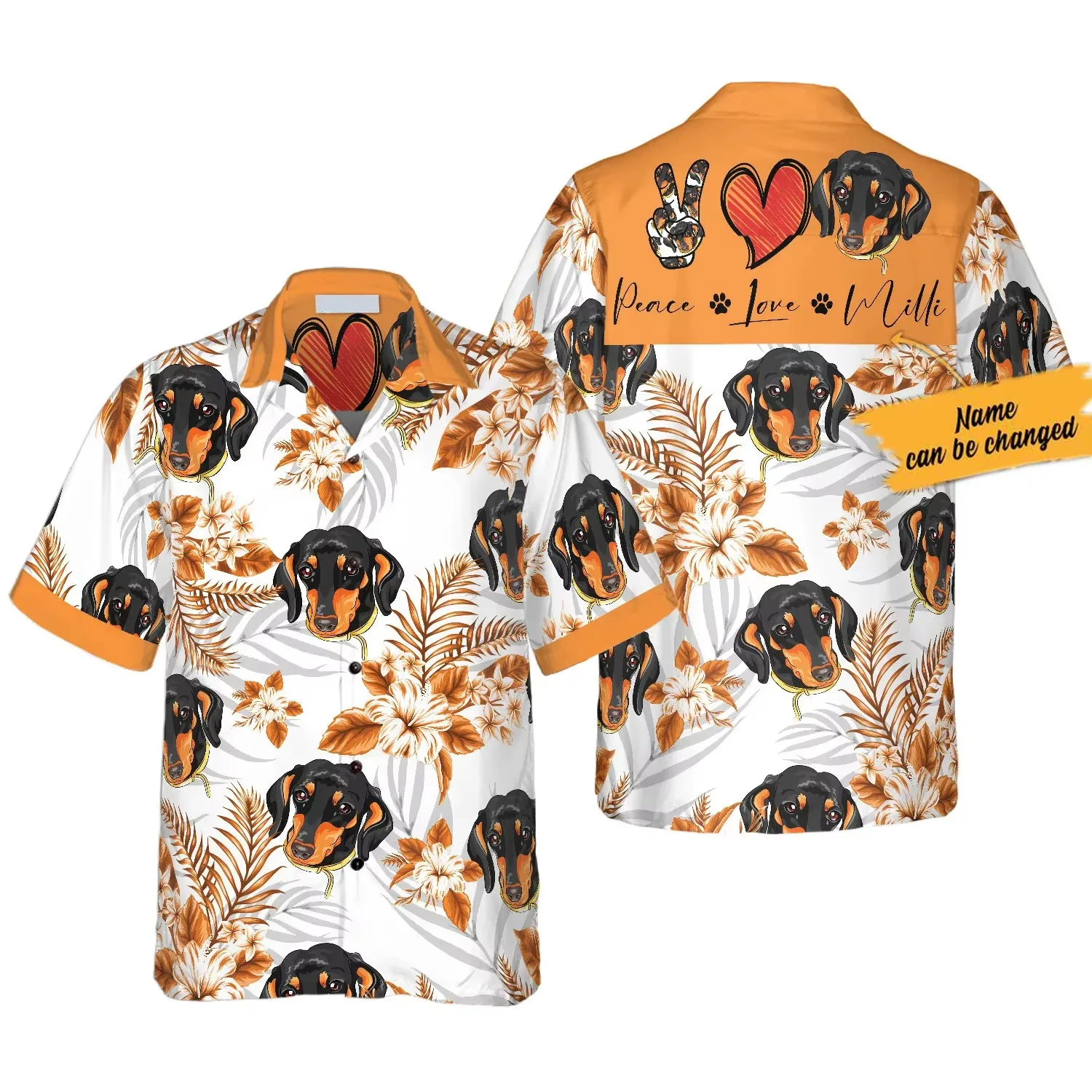 Bestselling Sausage Dog Flower Color Contrasting Men's Summer Thin Loose Couple Pet Enthusiast Versatile Top