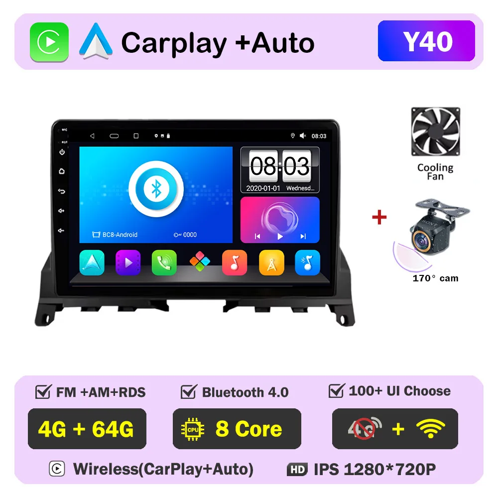 Autoradio Voor Mercedes-Benz C-Klasse W204 S204 2007-2010 Android Auto Speler Wireles Carplay 8core autoradio Multimedia Stereo - afbeelding 1