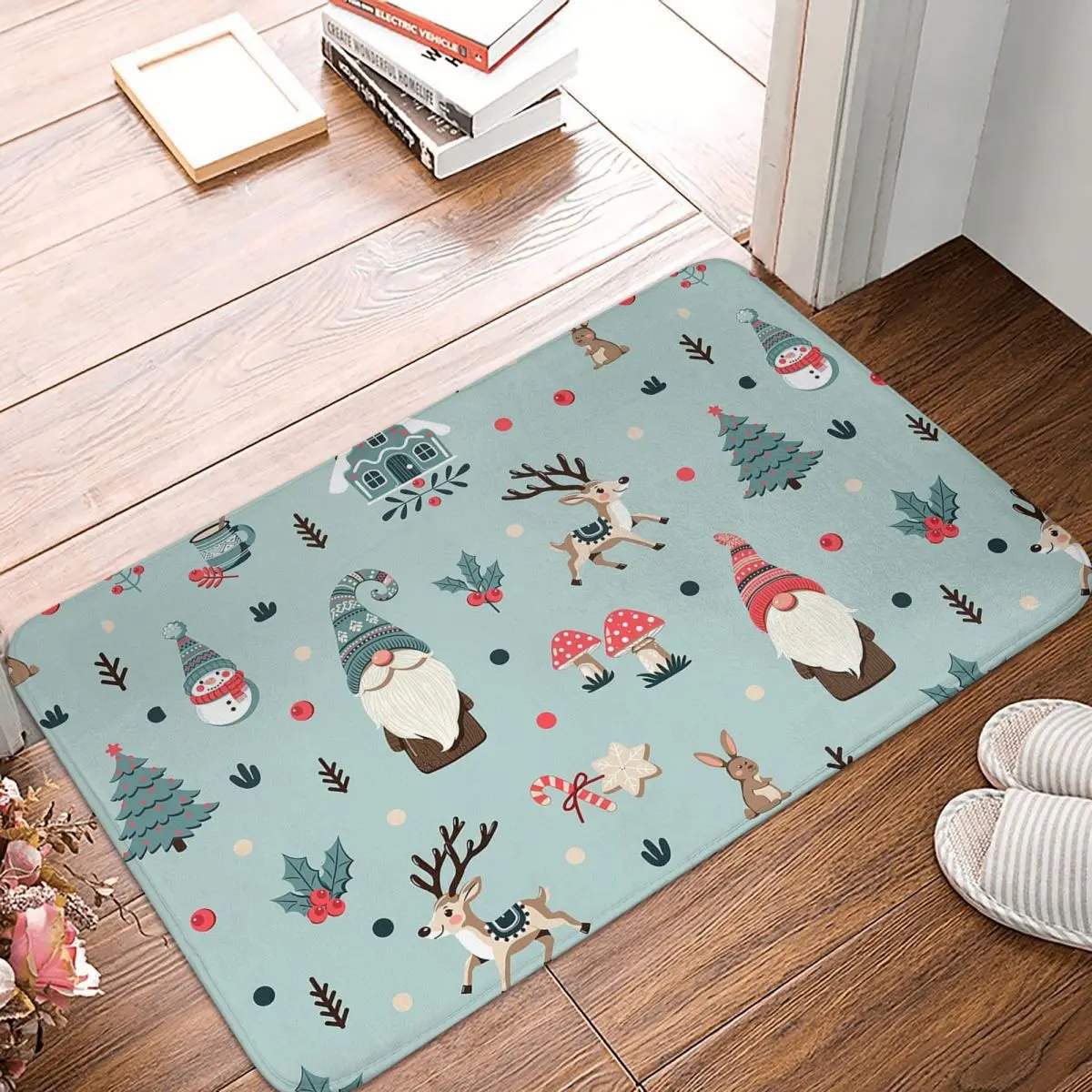 Gnomes,deers,rabbits,mushrooms,christmas Trees,gingerbread House Non-slip Doormat Floor Mat Carpet Rug for Kitchen Footpad Mats