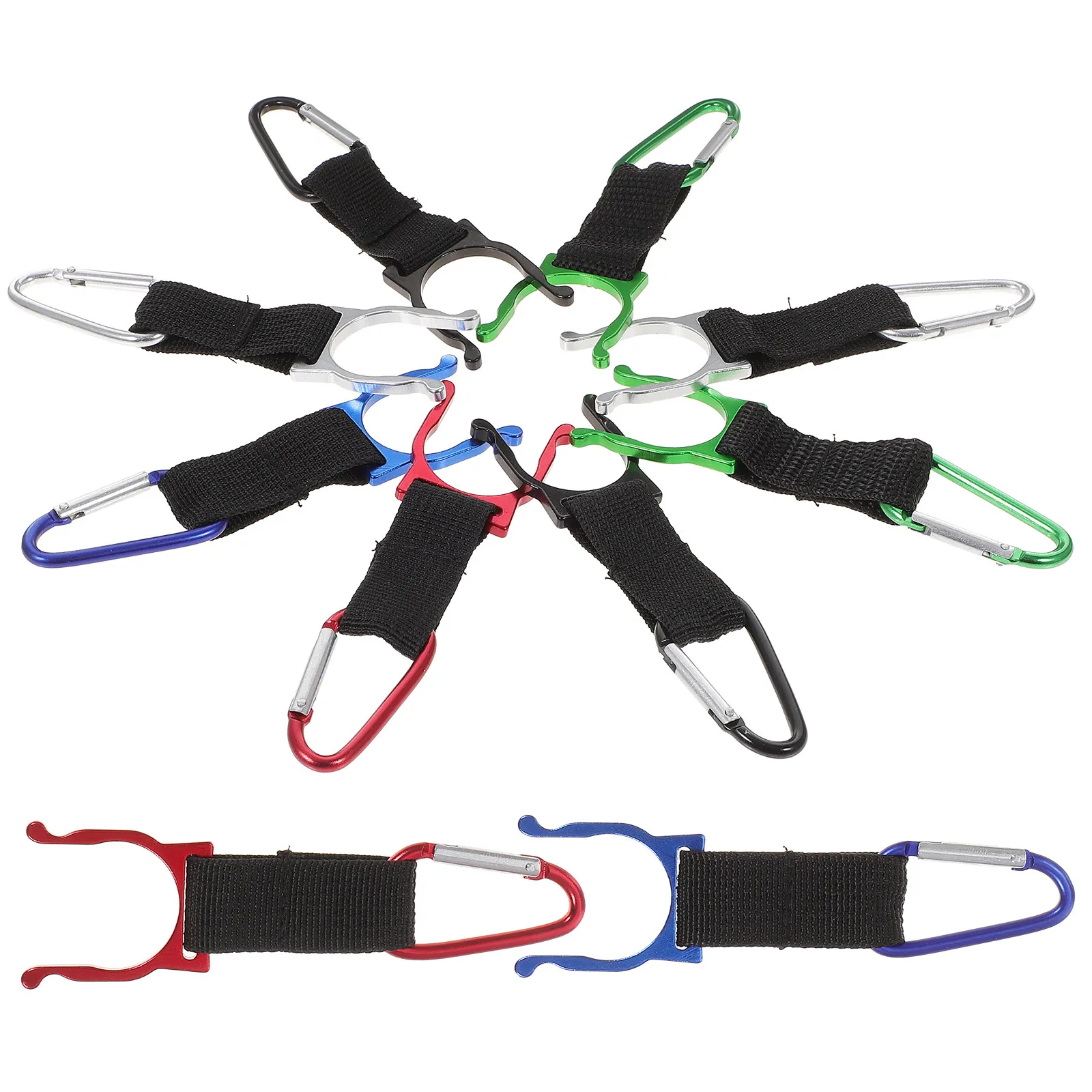 10Pcs D-Shaped Water Bottle Clip Holder Made of Aluminum Alloy and Nylon Strap for Backpack Belt Tractor Outdoor Hanging Bottle