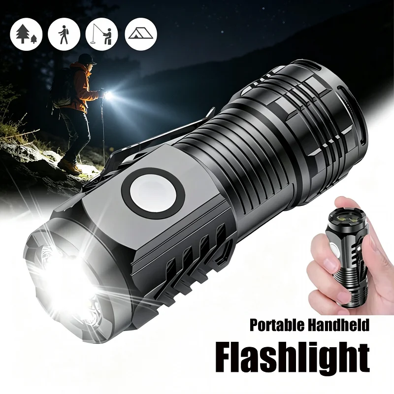 Hochlumen-Taschenlampe, USB-wiederaufladbar, Mini-LED-Taschenlampe mit Stiftclip, wasserdichte Taschenleuchte für Outdoor-Camping, Radfahren, Arbeiten