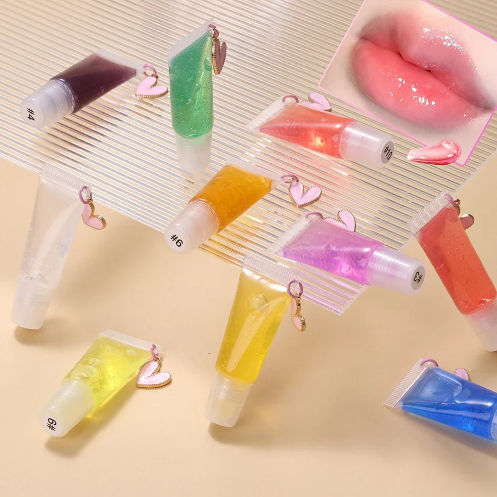 10 Colors Custom Logo 5ml Fruit Lip Gloss Keychain Moisturizer Hydrating Soft Smooth Nourish Refresh Vegan Private Label Makeup view 4
