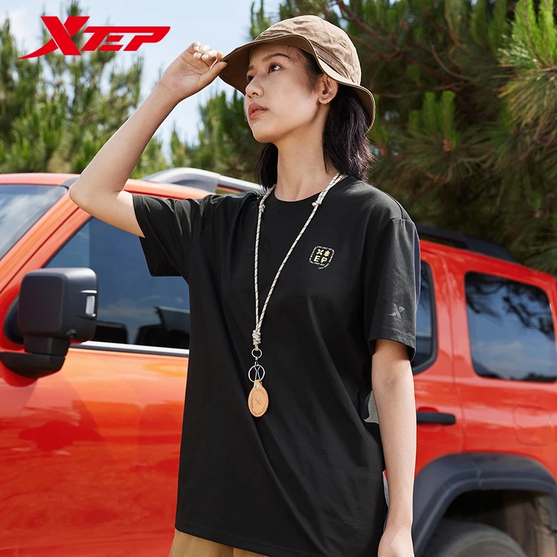 Xtep Short Sleeve Knitted Shirt For Men And Women 2024 Summer Leisure Unisex T-shirt Soft Minimalism Outdoor Tops 876227010130