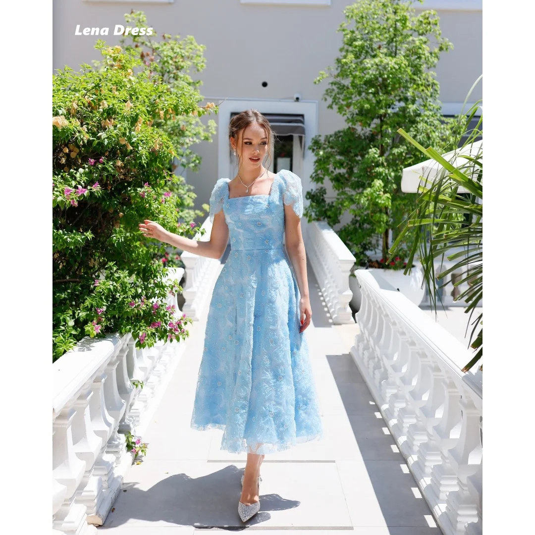 

Lena Line A Women's Elegant Dresses for Special Occasions Short Sleeves Very Luxurious Evening Dresses High Quality High Quality