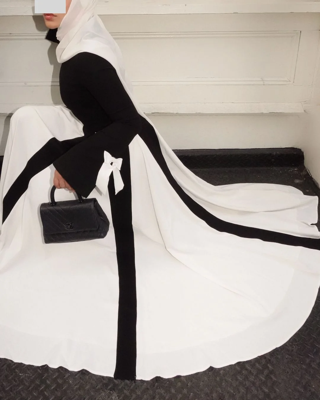 Adore personalizado temperamento novo preto e branco emenda elegante deusa banquete socialite ocasião especial vestido de noite