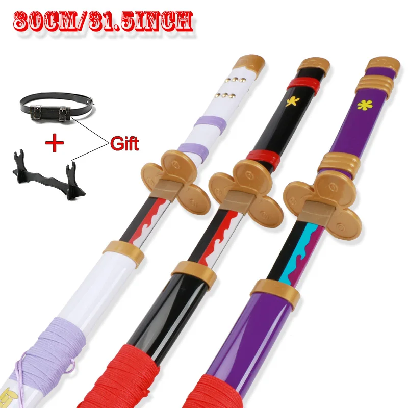 80Cm Collectible Roronoa Zoro Katana Wood Model Anime Cosplay Sword Shusui Wado lchimonji Kitetsu Samurai Toy for Gifts