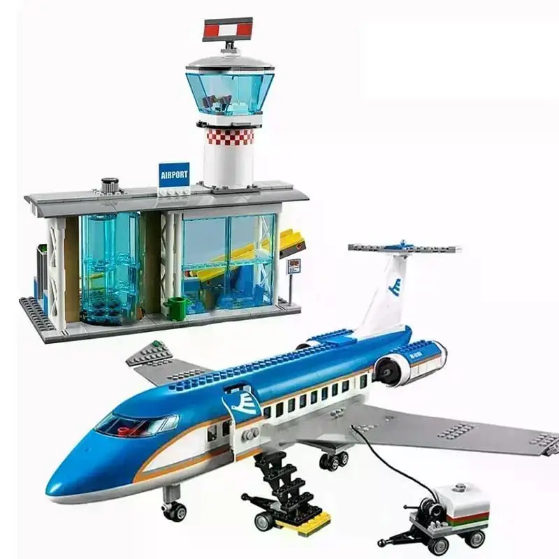 82031 Airplane Airport Station Brick Building Blocks kit costruzione aereo passeggeri compatibile 02043 60104 giocattoli per regalo per bambini