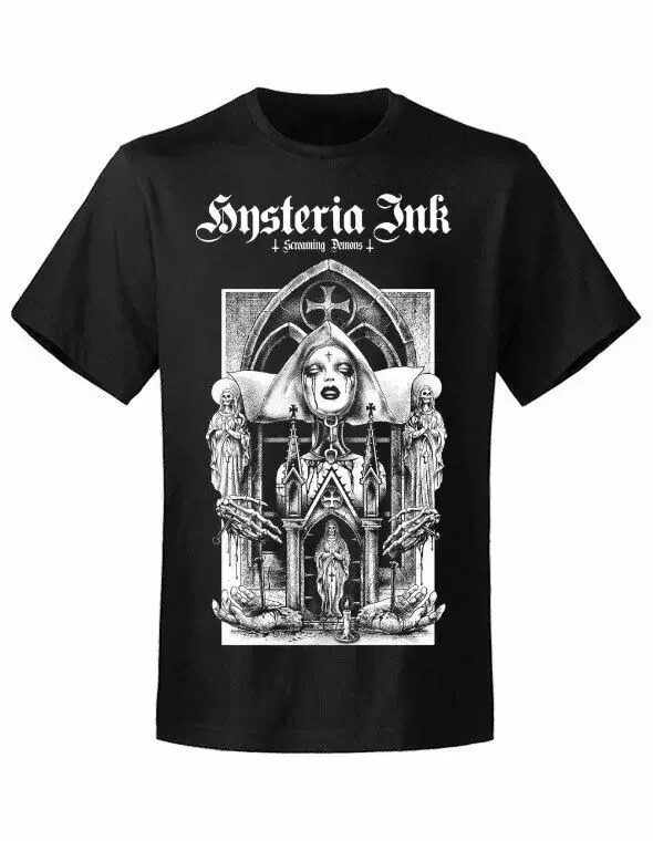 Hysteria Ink The Temple Men T Shirt Goth Horror Occult Black Metal