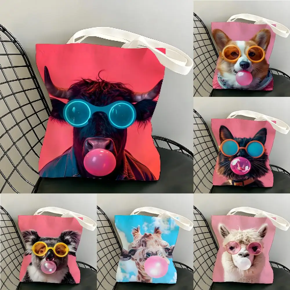 Kawaii Anime Bubble Style Storage Bags Canvas Tote Bag Women Large Capacity Reusable Eco Shopping Bag Shoulder Handbag