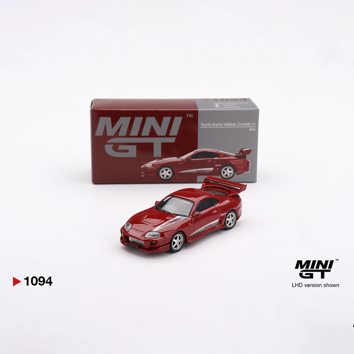 MiniGT 1094 1:64 Toyota Supra MK4 VeilSide Combat V-I Rojo Brillante LHD, Modelo de Auto Fundido a Presión # 1094 en stock, listos para enviar