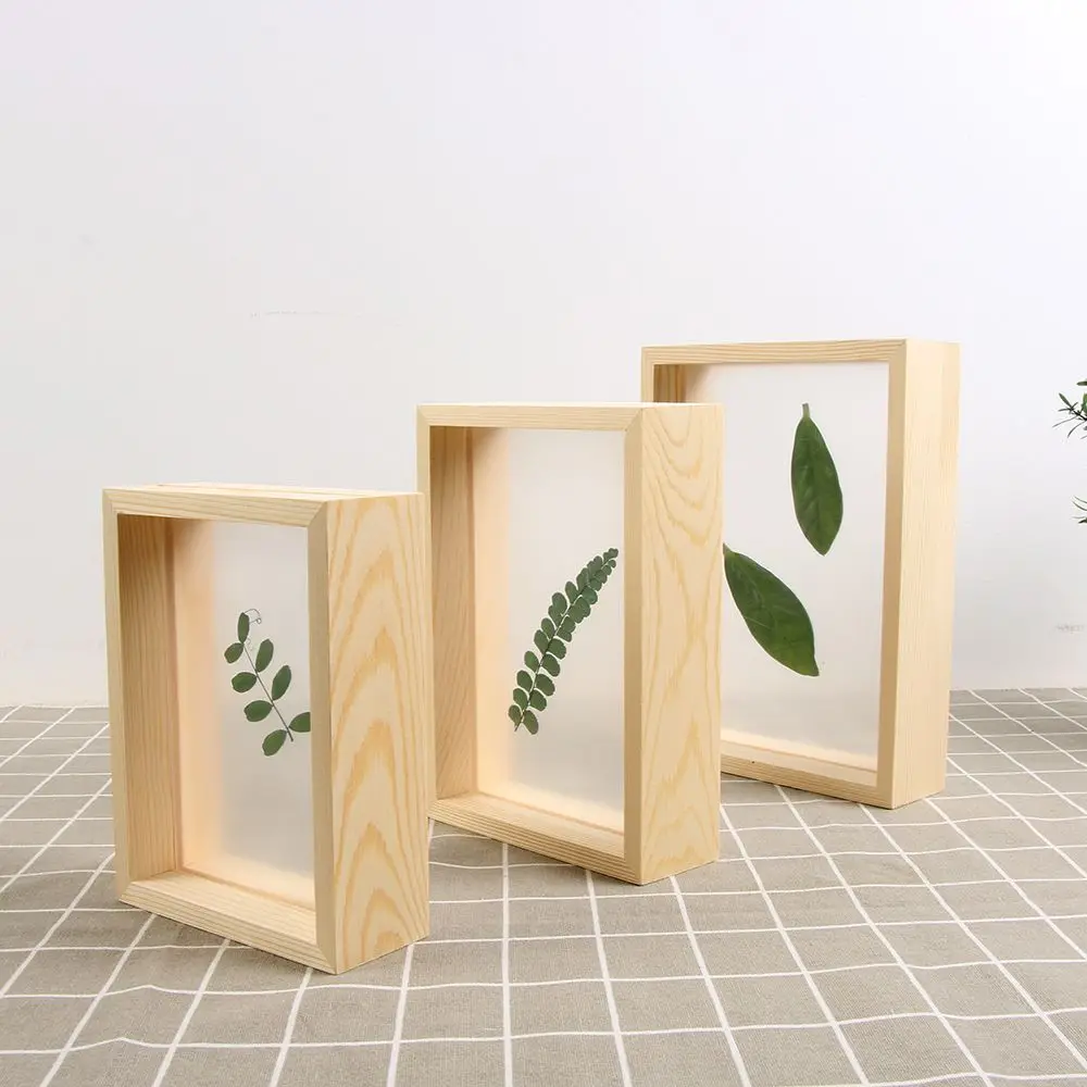 Natural Wooden Photo Frame Art Wood Wedding Mini Pictures Frames DIY Plant Specimen Frame Family Picture Holder Home Decoration