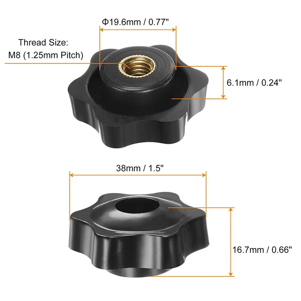 For Tight Spaces Brass Insert Handle Black Knob DIY Projects Excellent Grip Industrial Use Long-lasting Performance