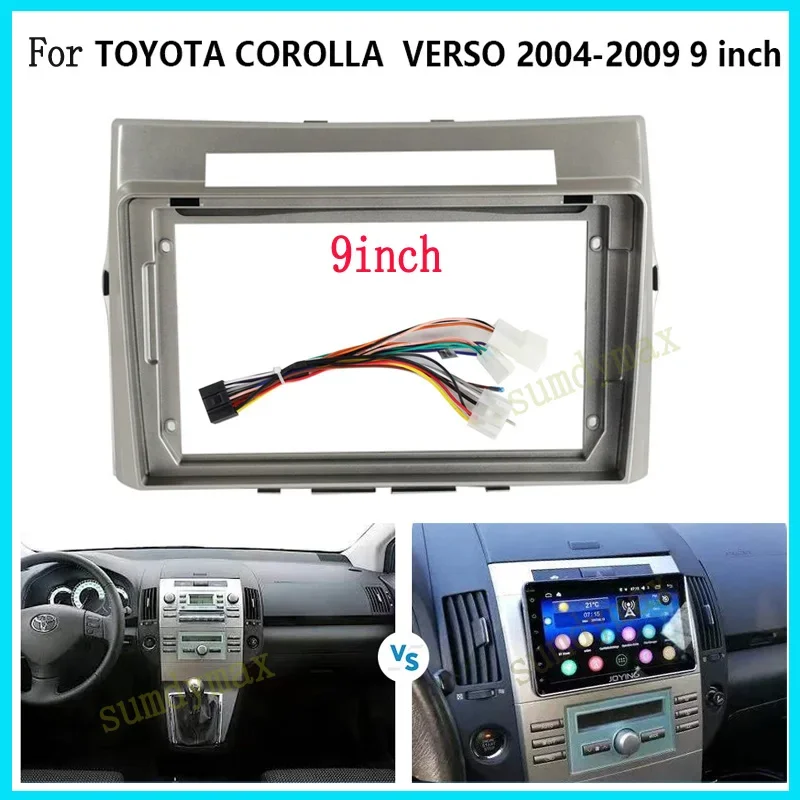 

9-дюймовый большой экран Android Radio Audio Dash Fitting Panel Kit для Toyota Verso Corolla 2004- Auto 2din Car Radio Frame