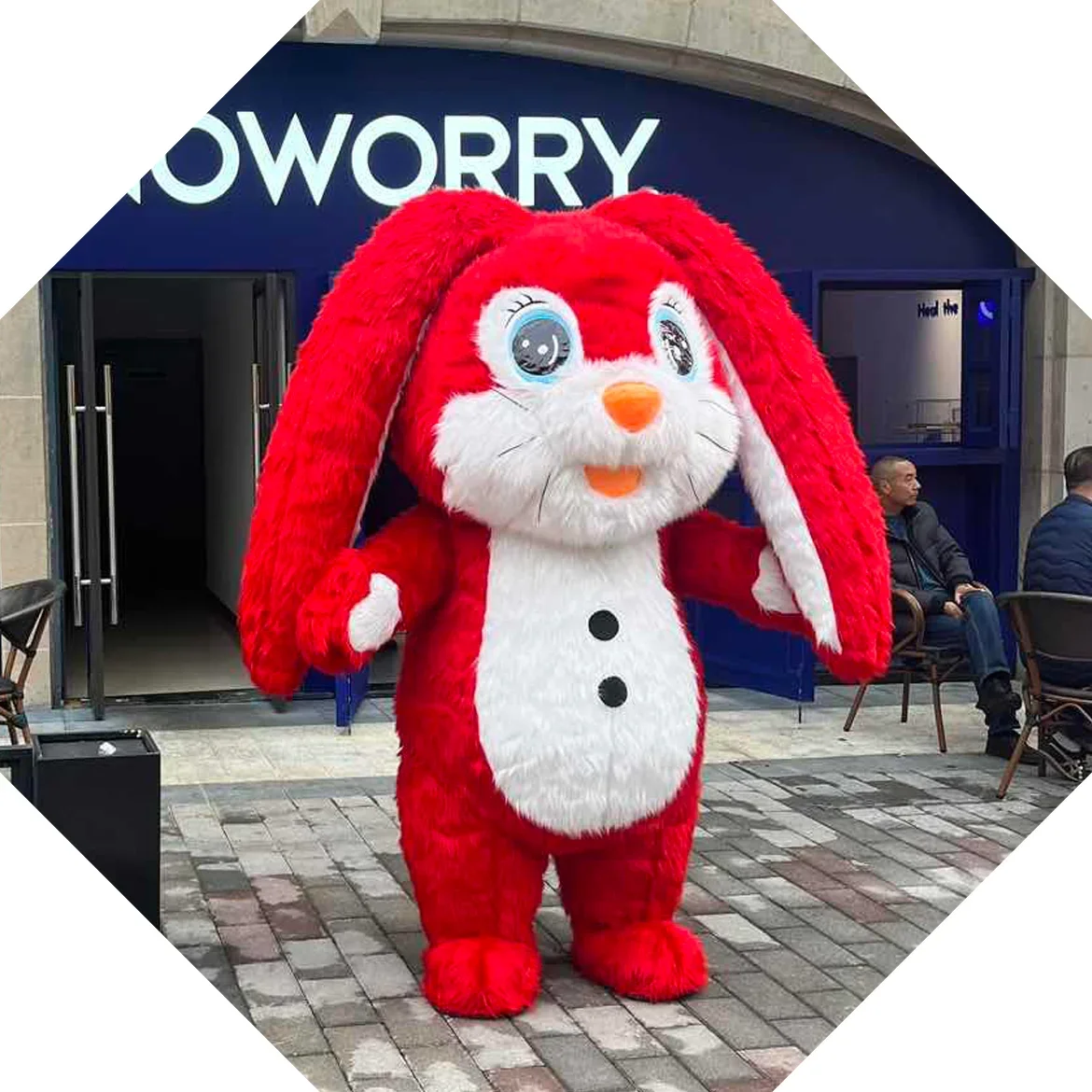 

Rabbit inflatable animal suit long eared rabbit adult fancy dress Christmas party activity cute mascot doll cosplay