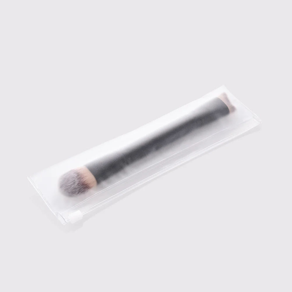 Doppelseitige Bürste mit Holzgriff, ultraweiche, dichte Borsten für Puder, Rouge, Foundation, Blending, Make-up-Werkzeug