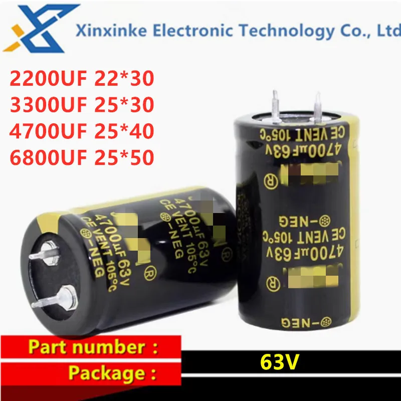 Aluminum Electrolytic Capacitor 63V 4700UF 1000UF 3300UF 2200UF 6800UF 18*35 13X25MM 22x40 22*30 25*50 BlackGold Audio Capacitor