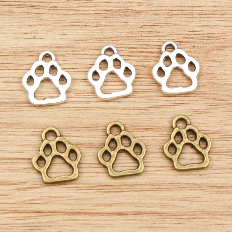 20pcs 13x11mm Charms dog paw Tibetan Silver Plated Pendants Antique Jewelry Making DIY Handmade Craft