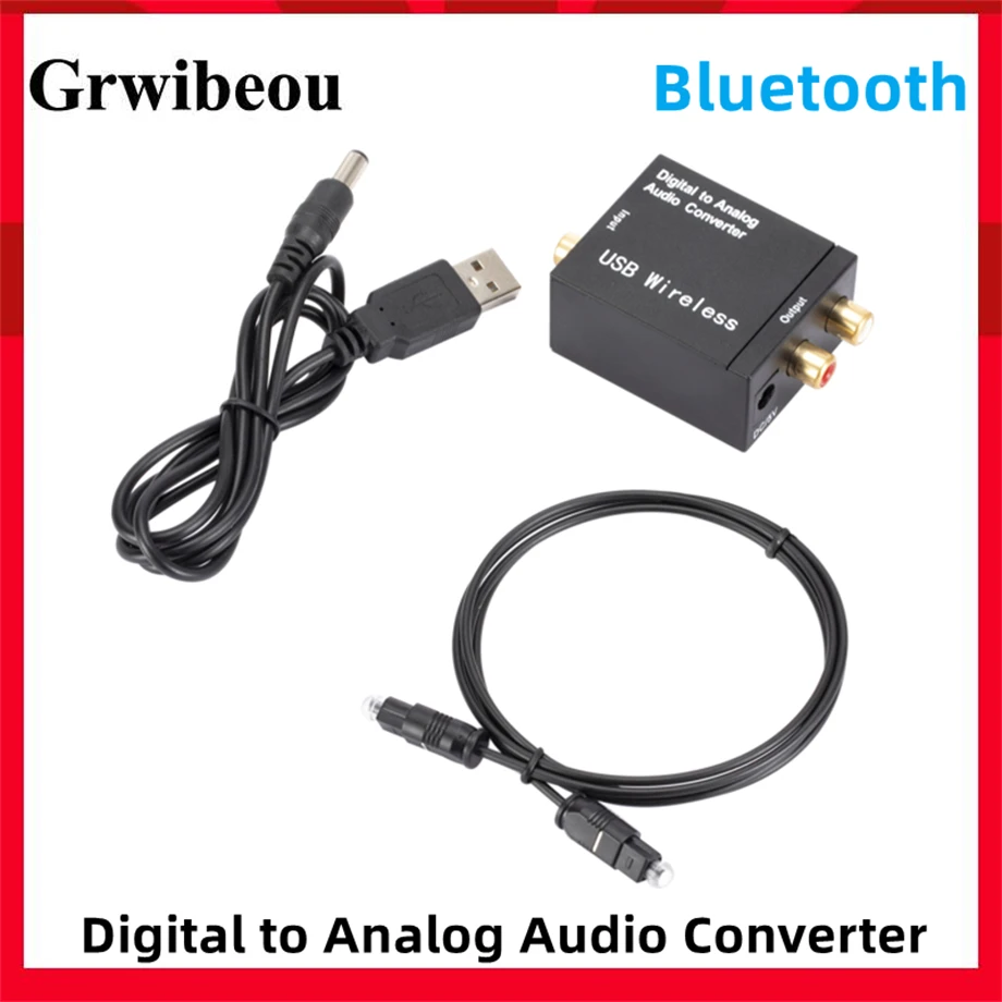 Digital to Analog Audio Converter Support Bluetooth Optical Fiber Toslink Coaxial Signal to RCA R/L Audio Decoder SPDIF DAC