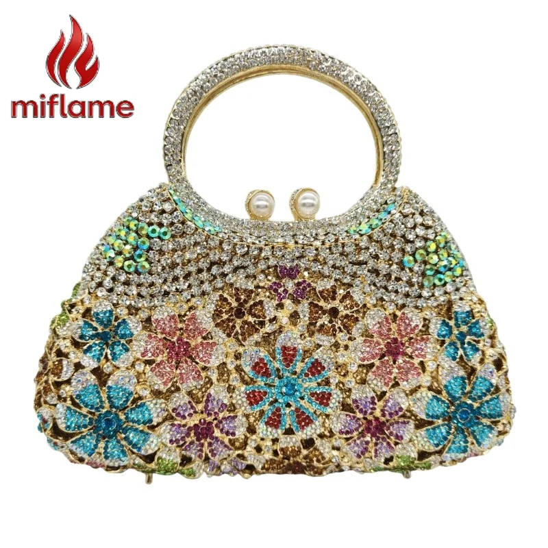 Evening Bag Full Rhinestone Daisy Flower Crystal Embellished Clutch Shoulder Handheld for Party Wedding Prom Formal Elegant