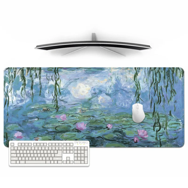 

Коврик для мыши игровой ВОДНЫЕ ЛИЛИИ Monet XL, новый пользовательский коврик для мыши HD XXL, коврик для клавиатуры, мягкий коврик для компьютерной мыши из натурального каучука