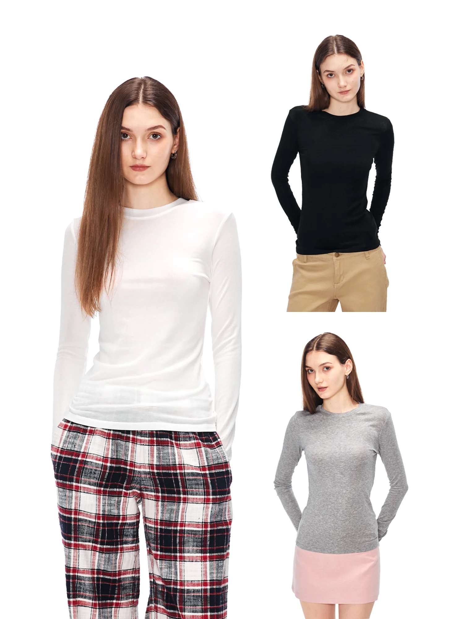 

Slim Fit Women's Long Sve round Ne T-irt Sunday AM Lyocell Wool Lightweight Base irt Casual Sle Breathable Comfort...