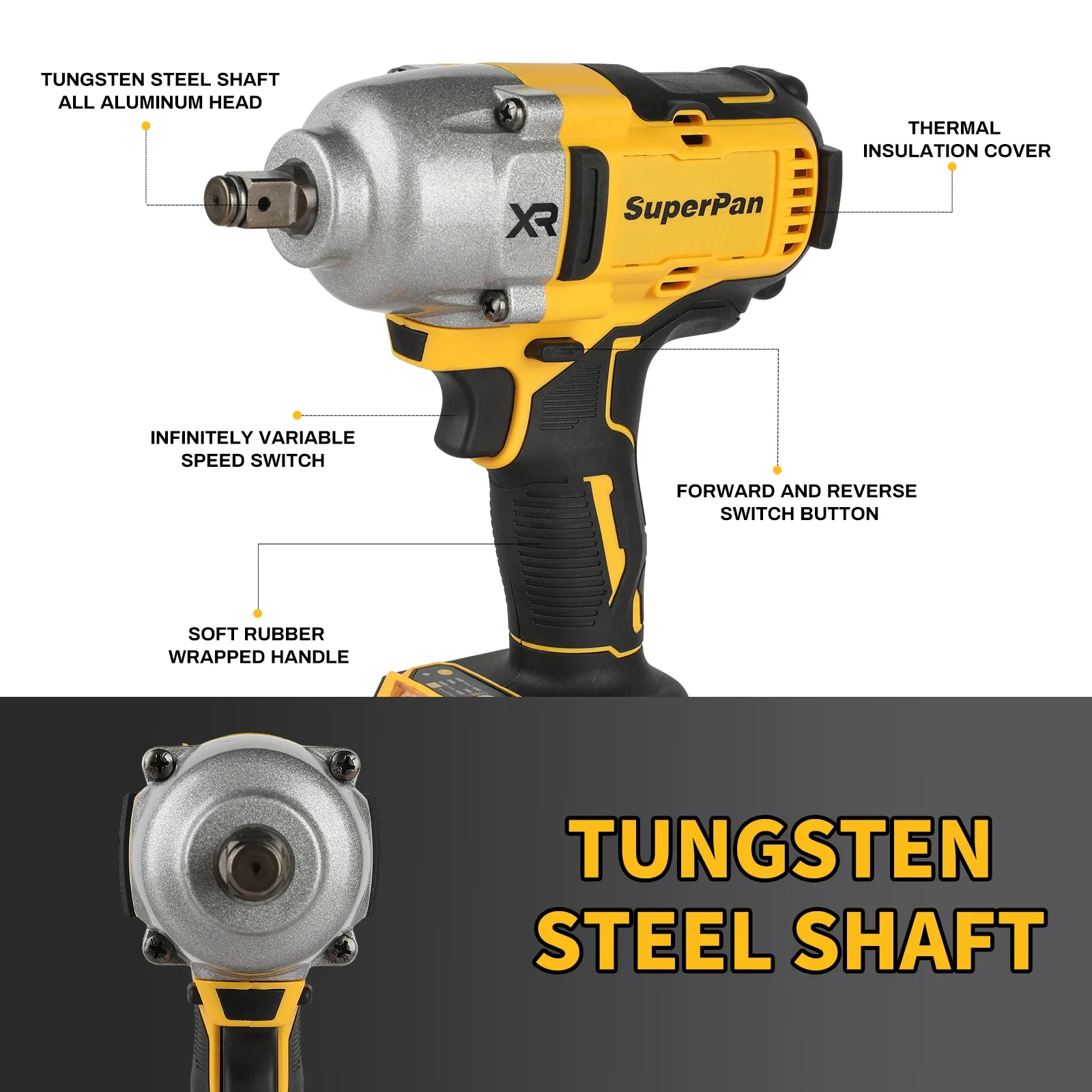 Superpan 1/2 herramientas eléctricas de batería Universal llave de impacto DCF900 20v llave de impacto inalámbrica, pistola de impacto sin escobillas de alto torque