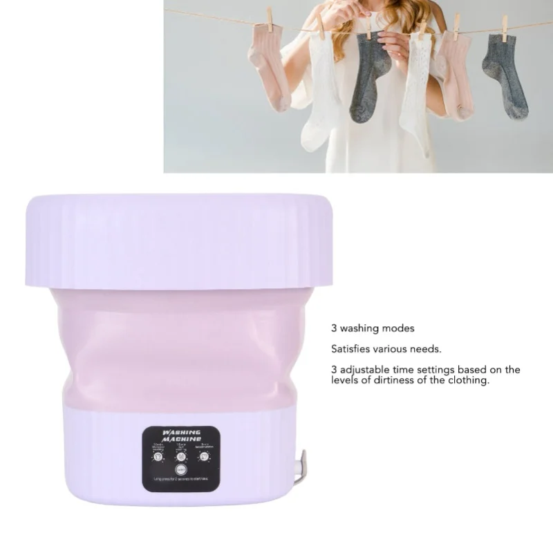 Mini Portable Foldable Washing Machine 10L Underwear Laundry Machine For Dormitory Hotel Travel Violet