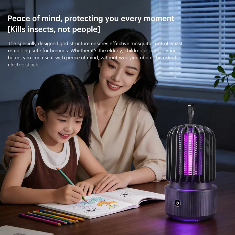 Neue elektrische Mückenvernichtungslampe mit UV-Licht und Stromschlagfunktion, 2-in-1-Mückenkiller, USB-wiederaufladbar für Zuhause und Camping – Detail 10