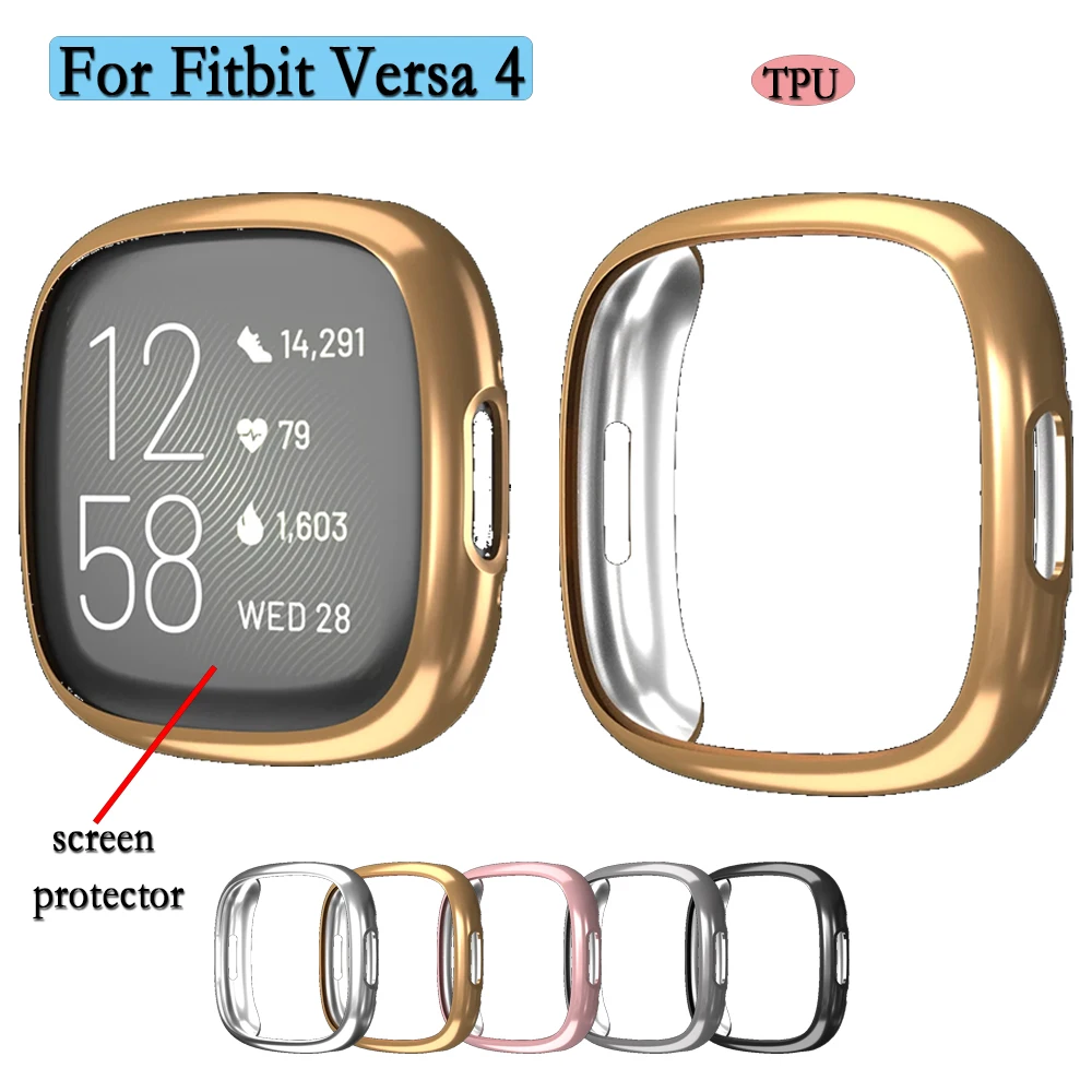 Case For Fitbit Versa 4 TPU Watch Cover With Screen Protector Soft and Flexible Wtach Shell Accessorie