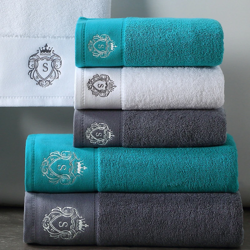 Cotton Satin Face Towel Adults Baby Hand Embroidered Luxury Crown Hand Face Bathroom Towel Set Beach Towel