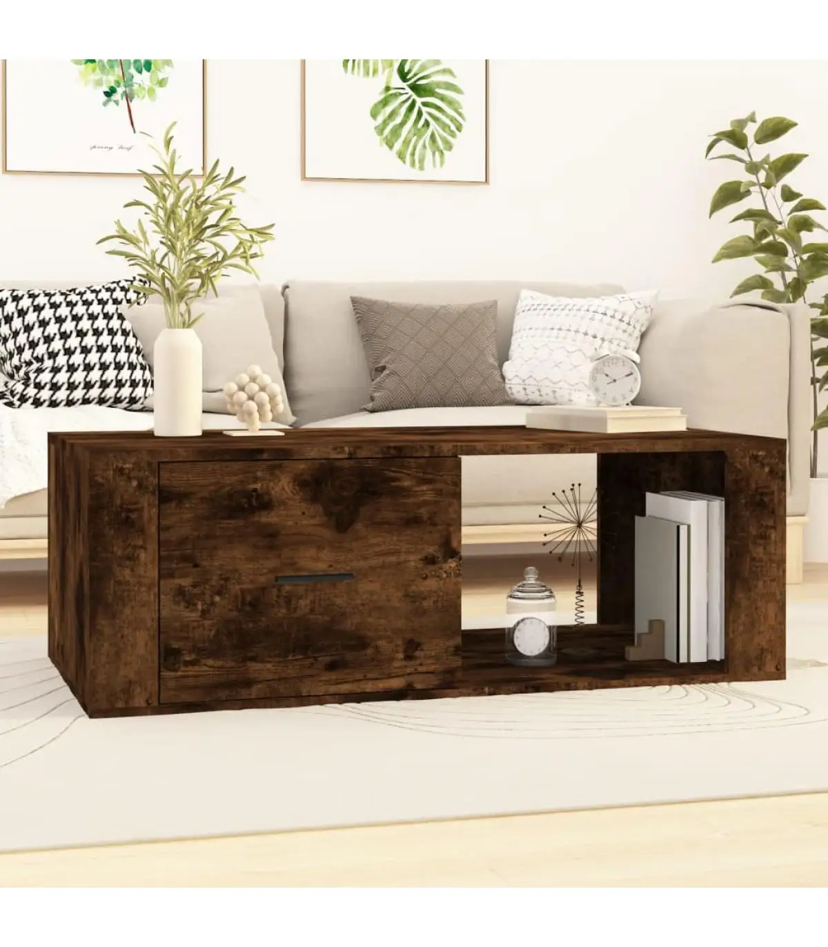 Coffee tables coffee table plywood smoked oak 100x50,5x35cm