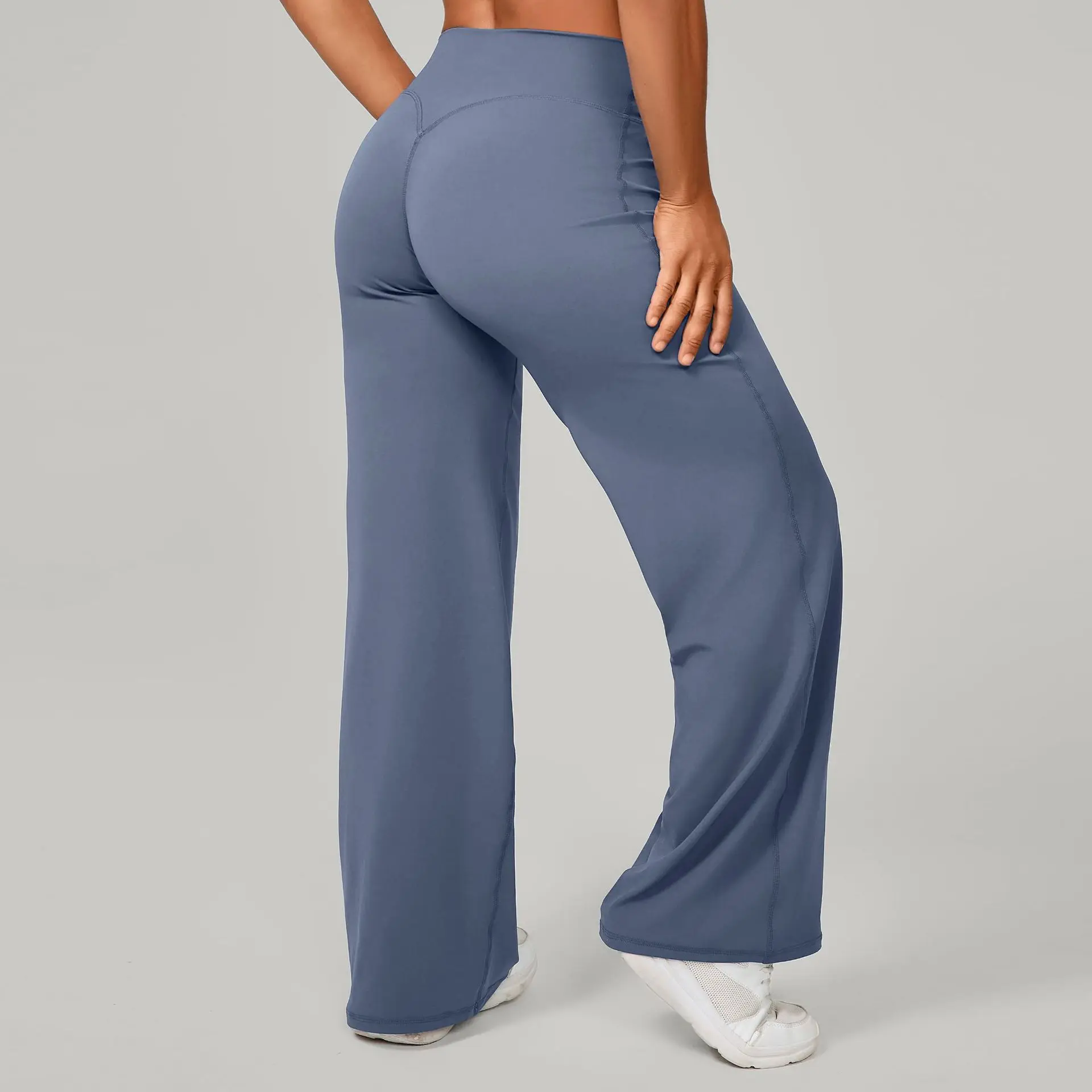 STOUREG مستقيم الساق السراويل الترا لينة زبدة النسيج المرأة منتصف الخصر اليوغا السراويل الصالة الرياضية عارية يشعر بيلاتيس تشغيل بنطال رياضي