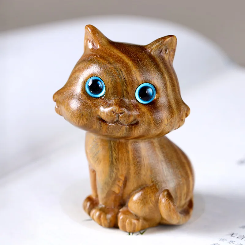 Wooden Elegant Cat Ornament Creative Desktop Accessories Mini Cute Bedroom Living Room Home Decoration Collection souvenirs