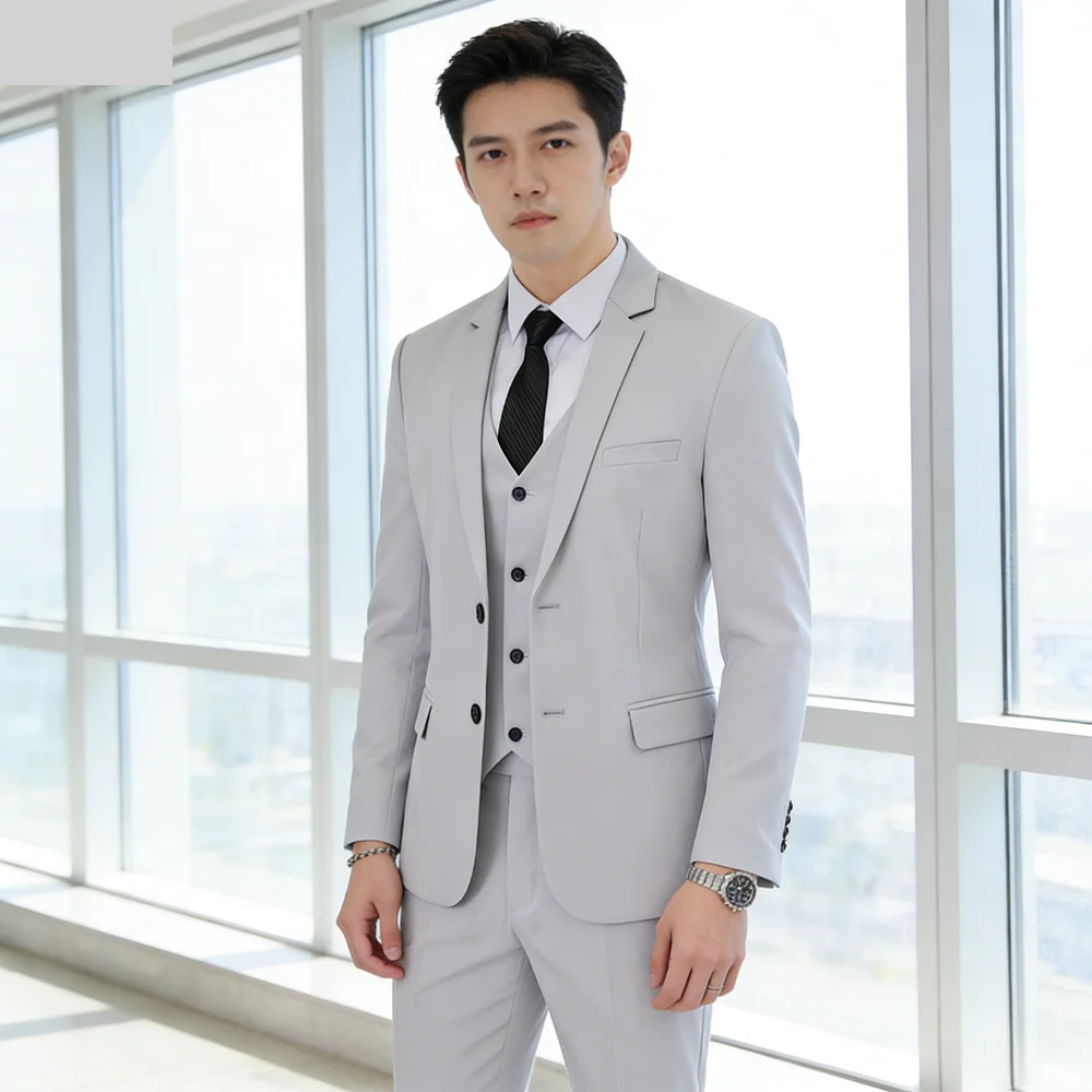

Men's Three-Piece Suit Set Business Career Wedding Groomsmen Best Man Decoration Formal Dress Code Tailored Look