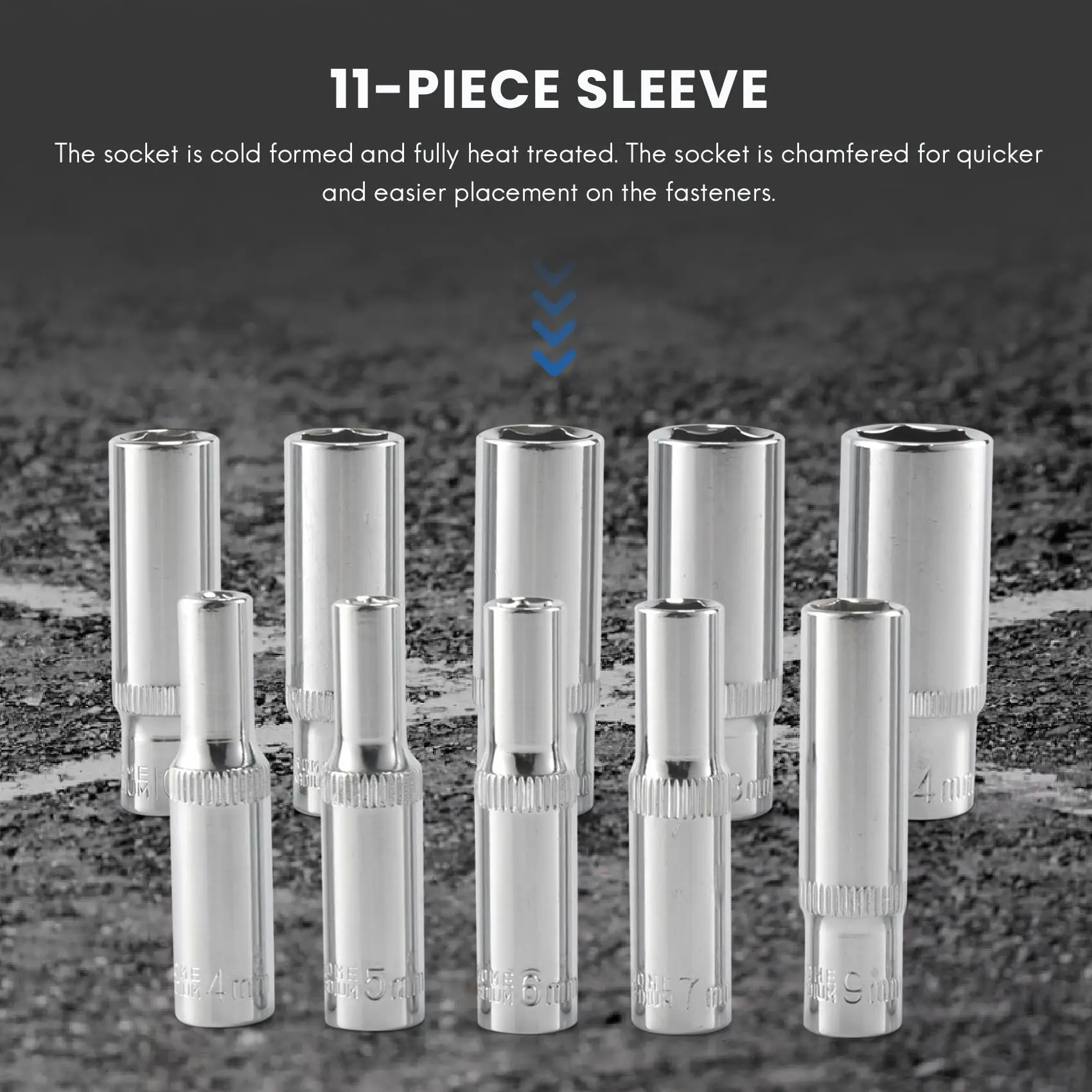 

A56XQ 11 pcs 1/4 inch Drive Deep Socket Set CRV Hand Tools 6 Point Long Socket Hex Repair Tool