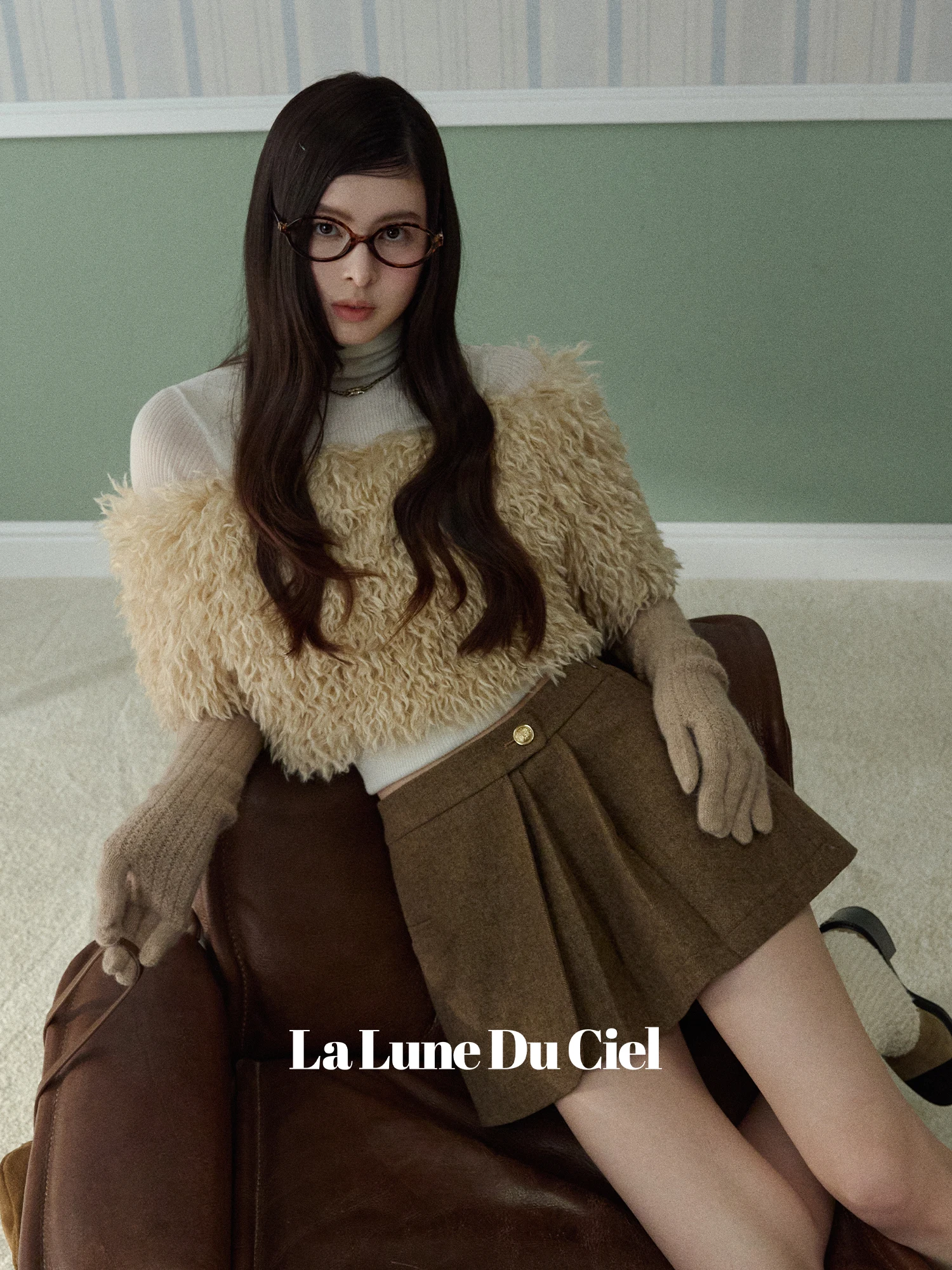 

LaluneDuCiel ort Sve Fur Coat Women's Autumn Elegance Lady Top One-oulder Design Polyester Fiber Bubble Sve Sle