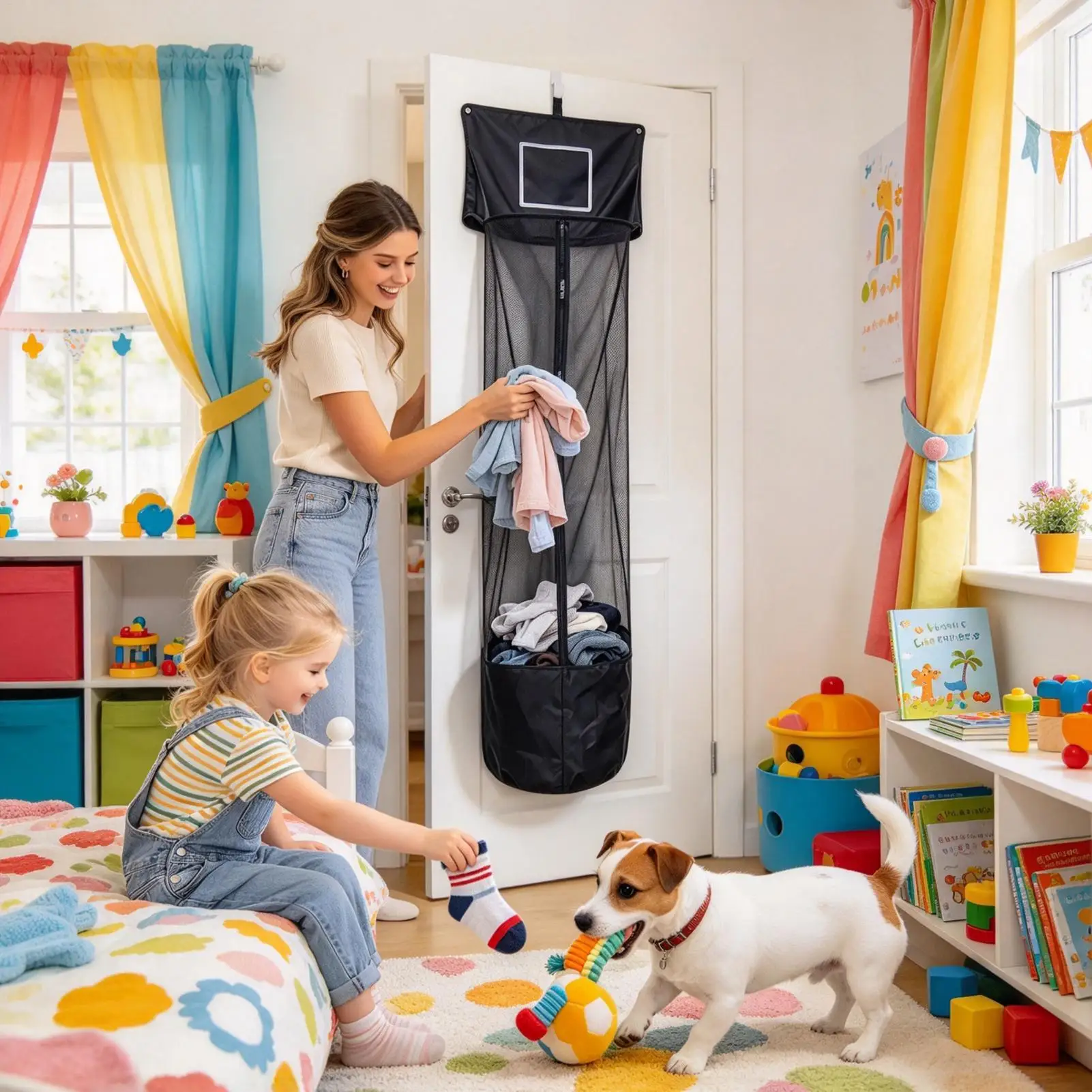 Basketball Hoop Laundry Hamper Playful Basketball Laundry Hamper Long-Lasting Practical for Children, Bedroom, Playroom