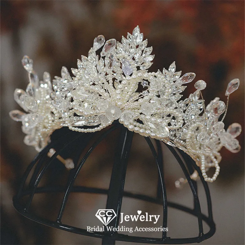 CC Luxury Crown Women Hair Accessories Wedding Hairwear Bridal Headpiece Engagement Headbands 100% Handmade Shining Tiaras AN361