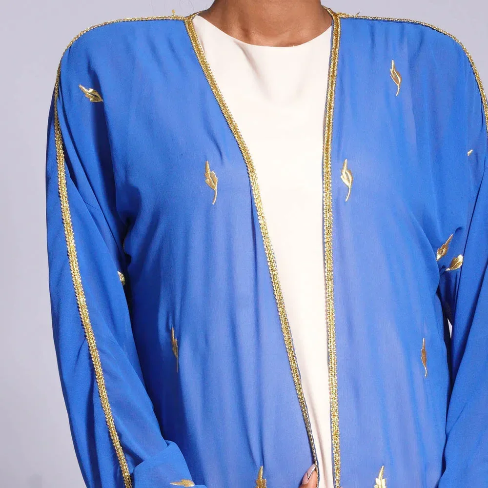 Open Abayas Muslim Women Arabic Kimono Chiffon Embroidery Abaya Kaftan Dubai Islamic Cardigan Turkey Casual Long Sleeve Outfits