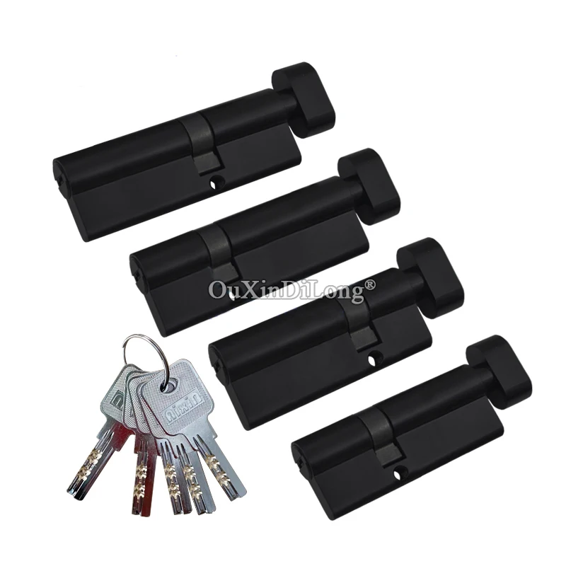 BRAND NEW 1PCS Solid Brass Mortise Door Lock Cylinder Black Partiality Lock Core Gall Repair Parts + 5 Keys