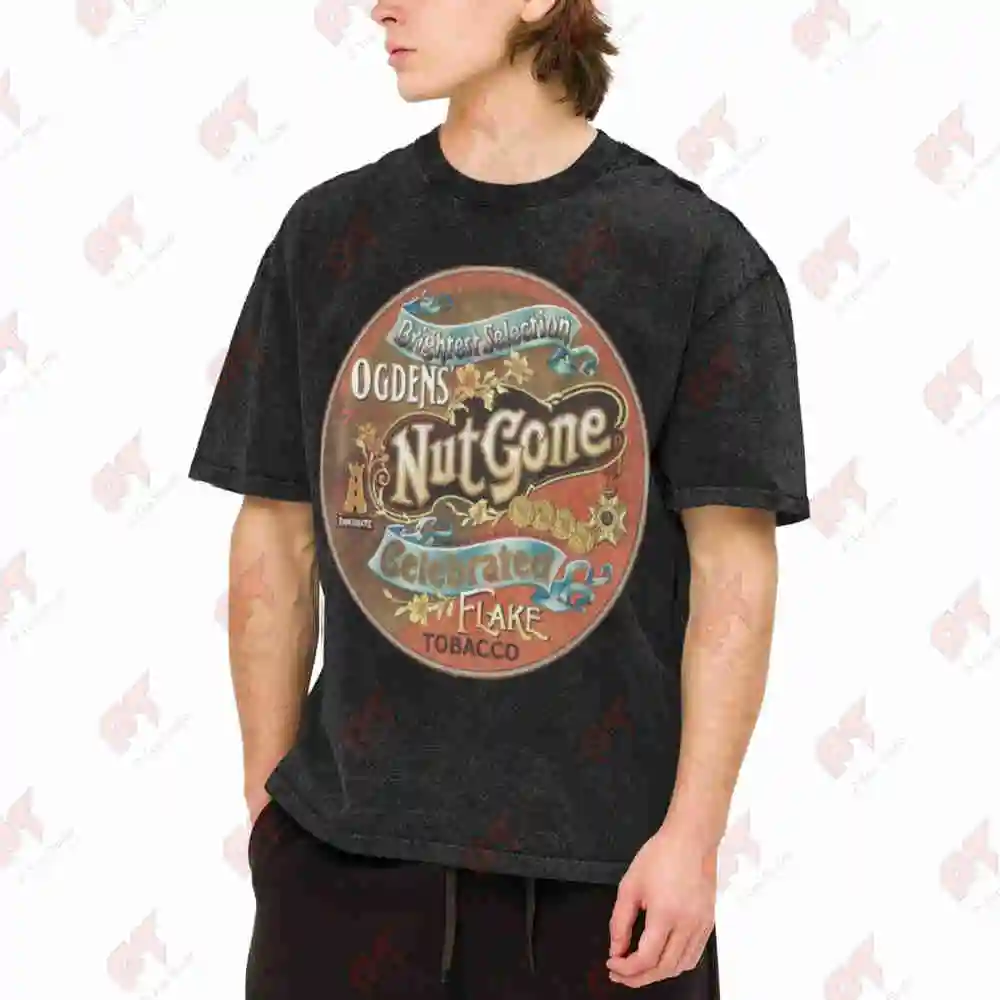 Small Faces Ogdens Nut Gone Flake Vintage Washed Tee Pure Cotton T-Shirt