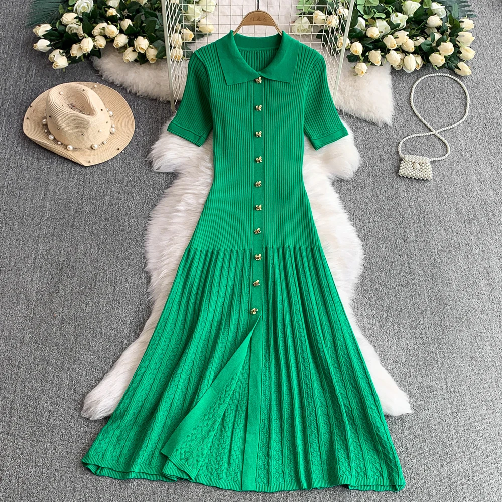 YuooMuoo فستان نسائي 2025 أوائل الخريف أنيق مرقع محبوك فستان ماكسي ماركة سيدة الموضة قميص سترة فستان طويل Vestidos #2