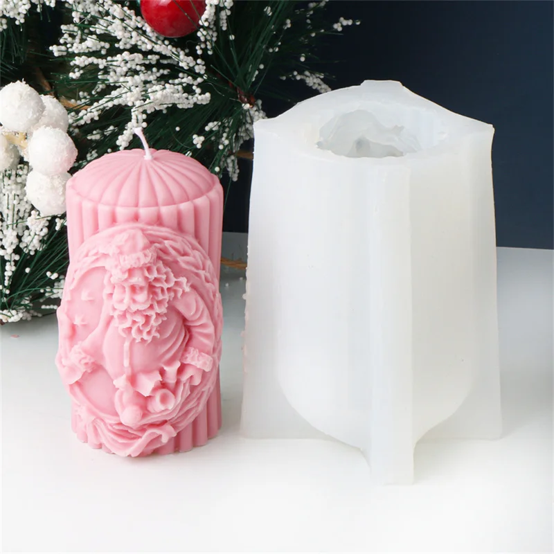 Nordic Style Christmas Silicone Mold - Santa Claus,Elk,Hat,Bear,and Christmas Tree Pillar Candle for Scented Candle Making Kit