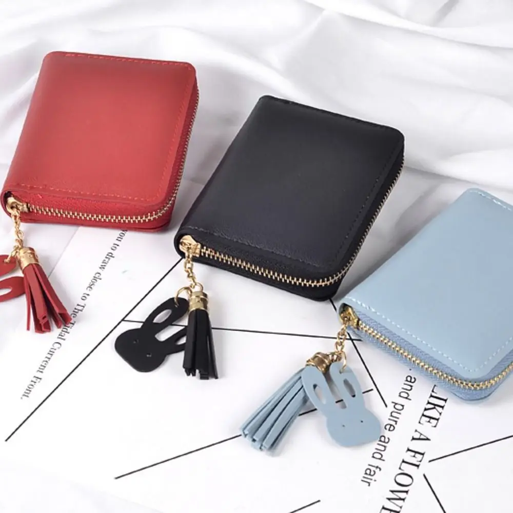 Durable PU Leather Money Coin Purse with Tassel Pendant Cute Panda Credit Card Holoder Zipper Wallet Money Bag Women Girls