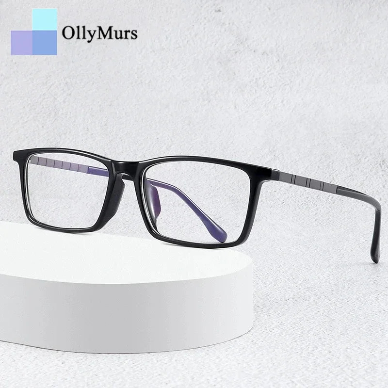 

OLLYMURS New Ultra Light Business Leisure TR+Pure Titanium Square Women's Eyeglass Frame Men's Optical Glasses Frame 8608
