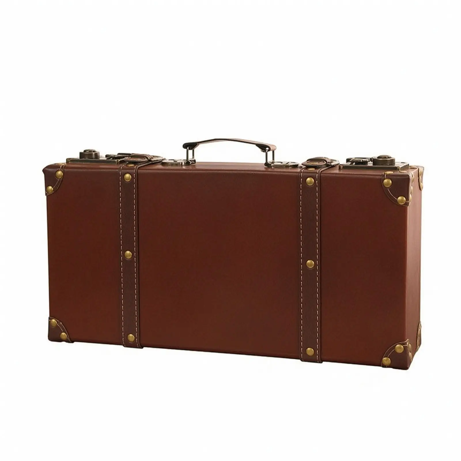 Brown Wooden Vintage Suitcase Display Box with Strap for Jewelry Storage Organizer Photography Prop and Home Decor Vignette