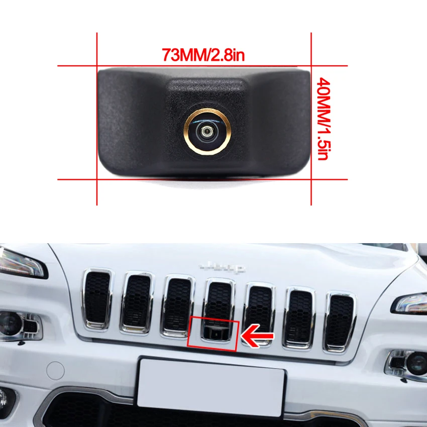 Wide Angle 170deg Golden Fisheye AHD PAL Car front View Logo Camera Waterproof For Jeep Grand Cherokee KL WK2 2015~2019 2020