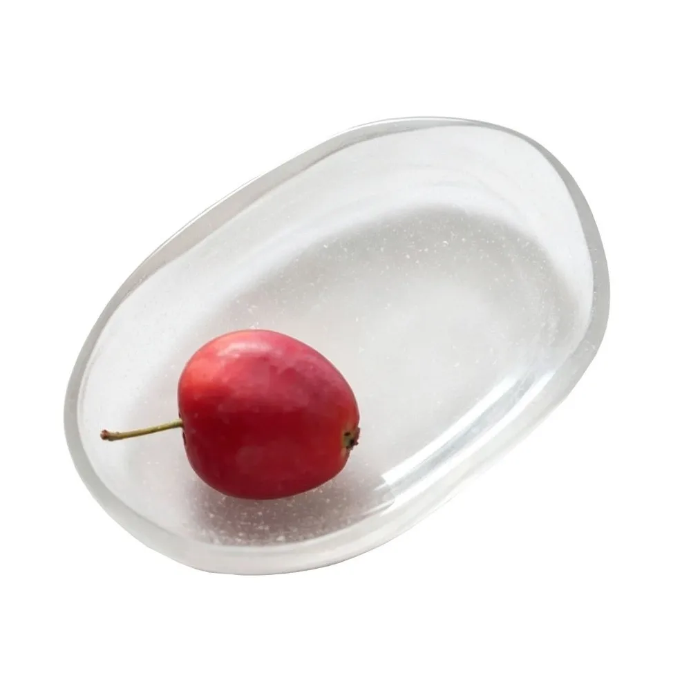 Sushi Dish Oval Shape Glass Dessert Dish Heat-resistant Exquisite Snack Fruit Dish Transparent Spit Bone Plate Party