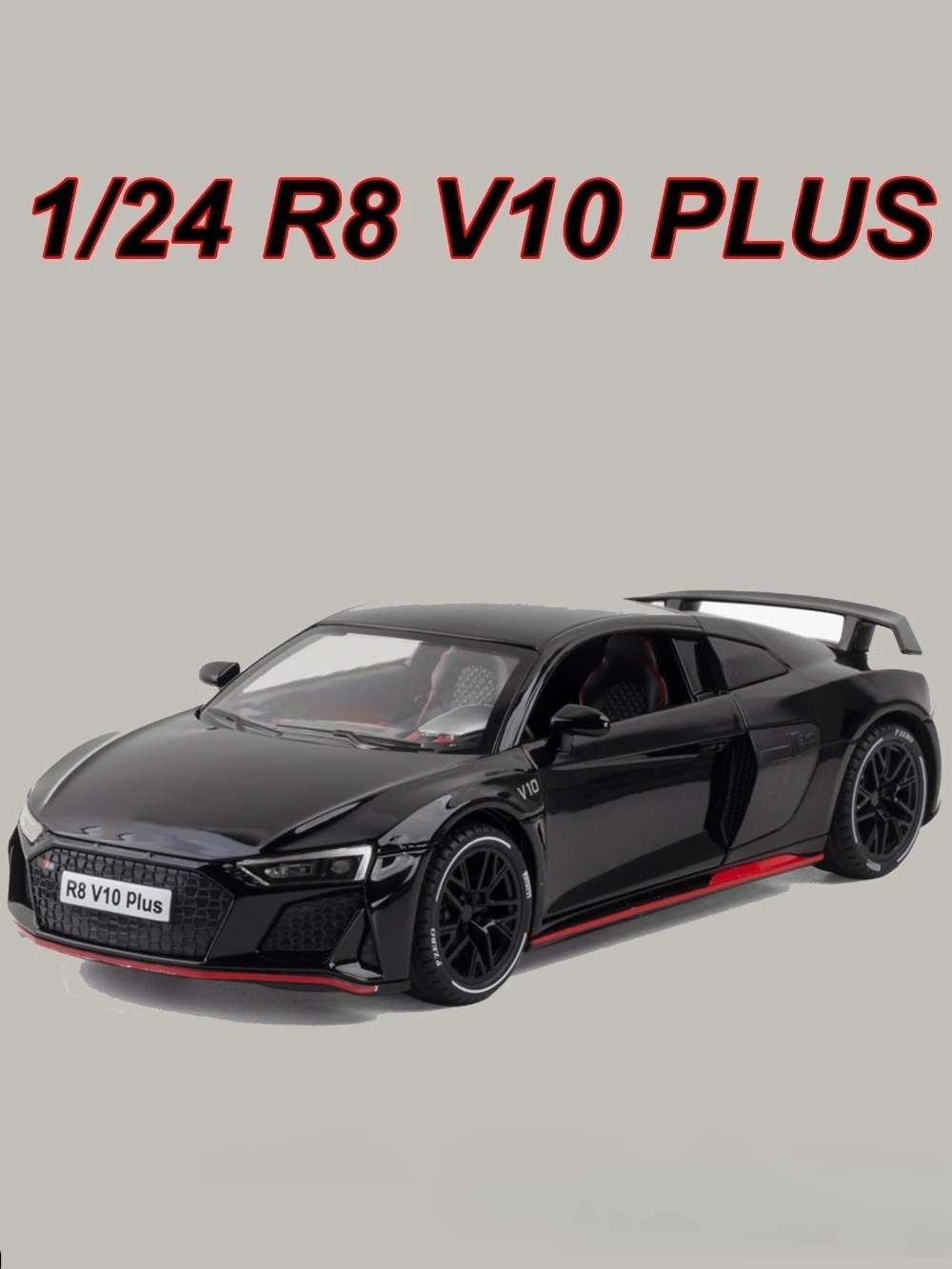 

Модель автомобиля 1/24 R8 V10 Plus, Игрушечная модель автомобиля из сплава, поднятая под давлением заднее колесо, функция оттяжки, модель автомобиля со звуковыми цифрами, игрушки, модели, детские подарки